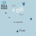 Gift certificate template with HSA branding on light blue background, customizable for metal sign purchases and promotional use
