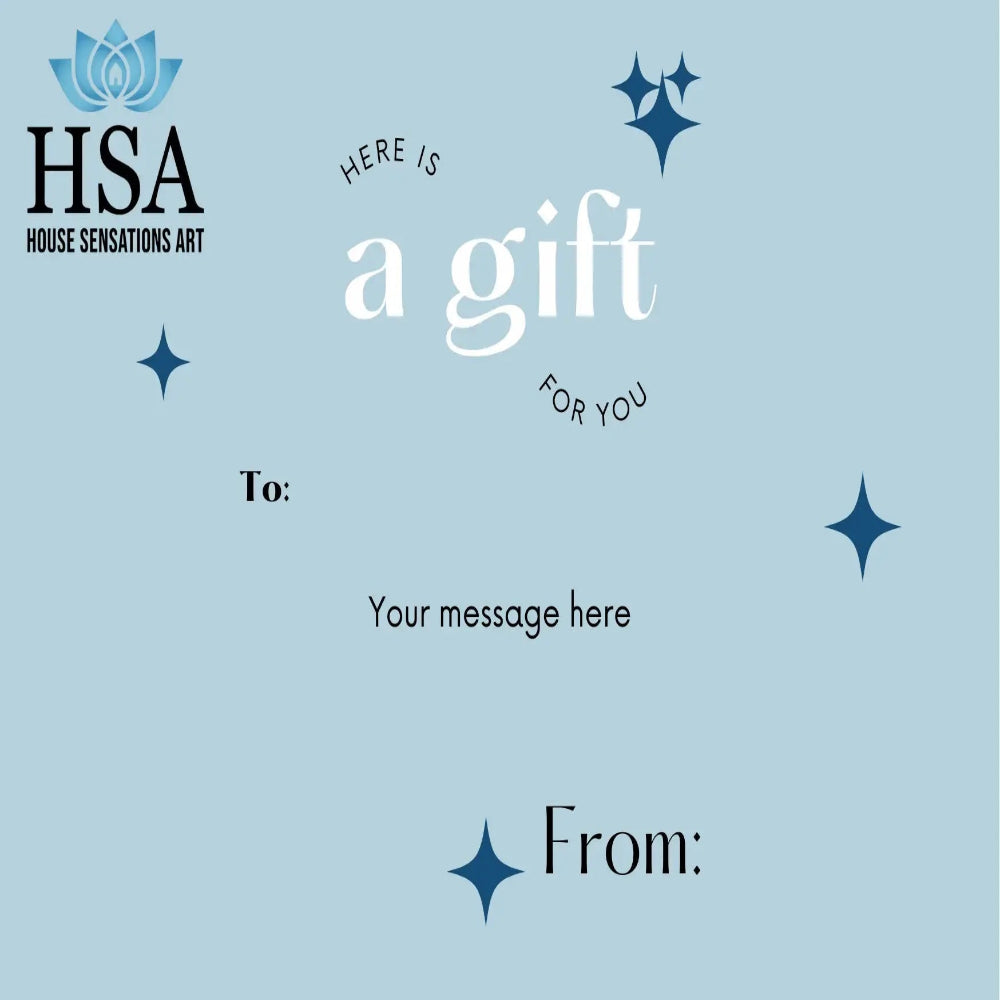Gift certificate template with HSA branding on light blue background, customizable for metal sign purchases and promotional use