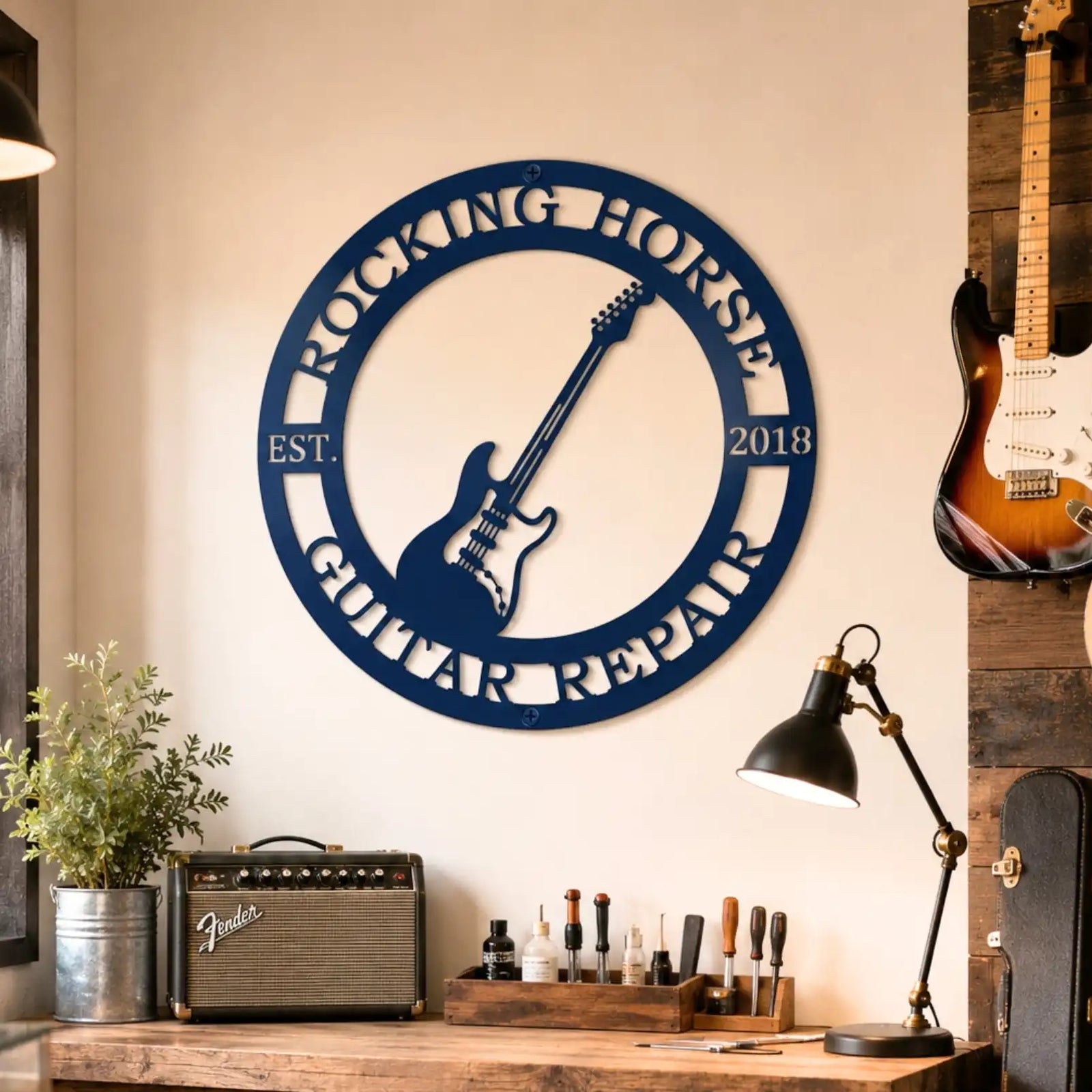 Guitar Metal Wall Art — Custom Metal Sign for Music Room Wall Decor