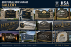 Gallery of custom HDU business signage featuring monument signs hanging blade signs dimensional lettering carved logos and illuminated commercial signs