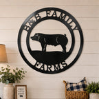 Custom Pig Farm Sign — Personalized Metal Wall Art Decor