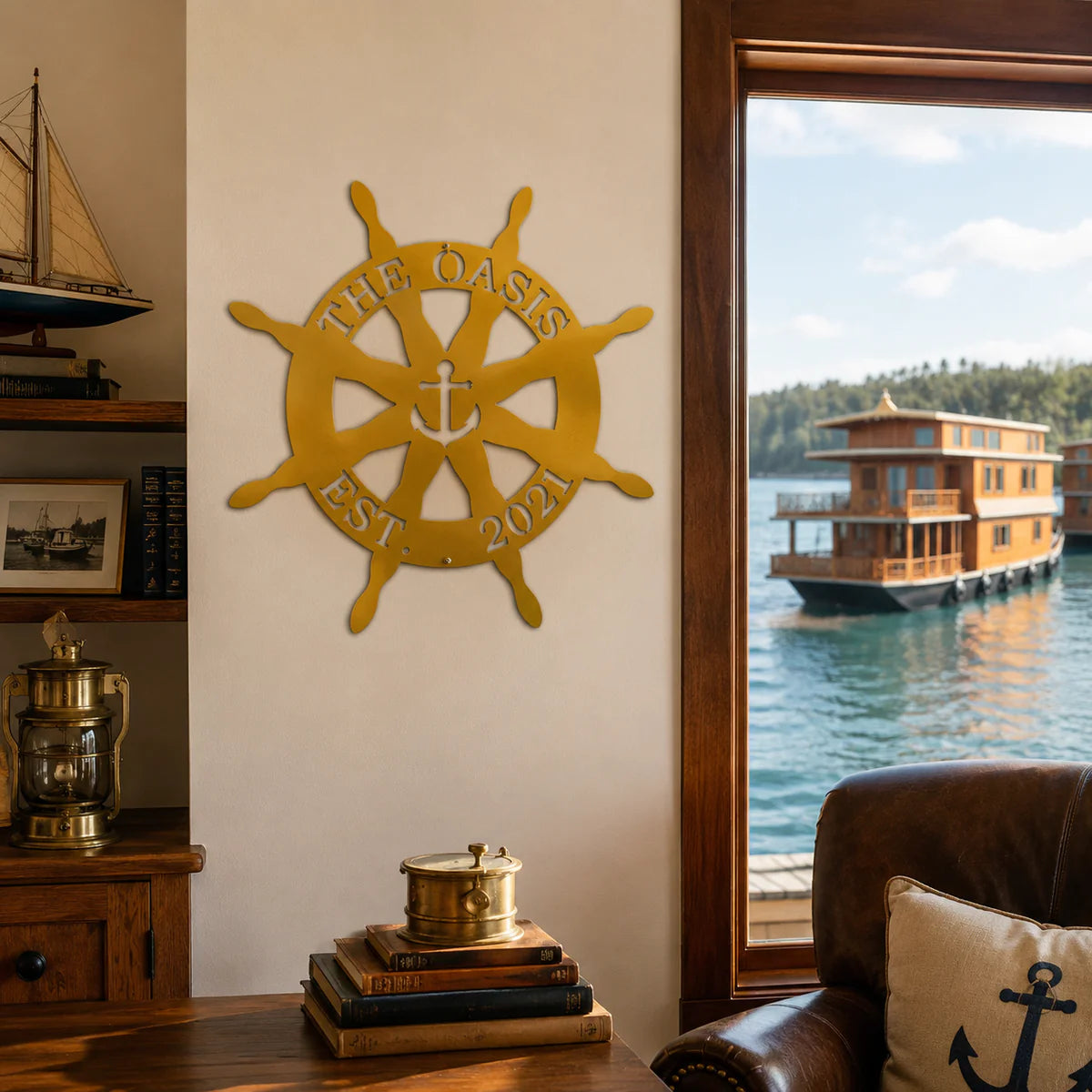 Personalized Metal Anchor Sign for Nautical Home & Outdoor Decor