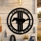 Custom Mustang Horse Ranch Sign –  Personalized Rustic Decor for Barns & Farms
