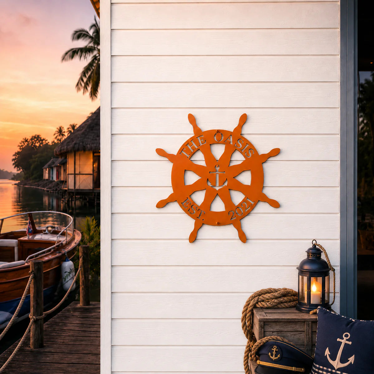 Personalized Metal Anchor Sign for Nautical Home & Outdoor Decor