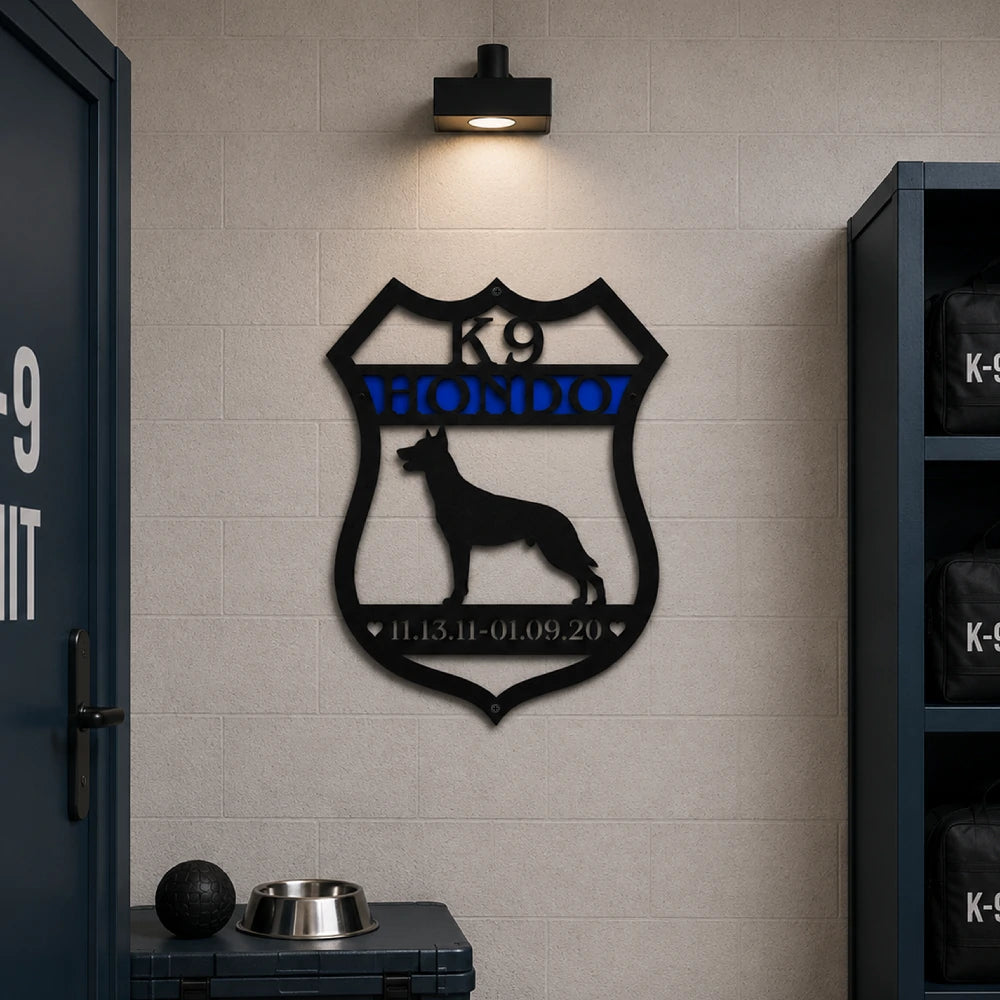 Personalized Police K9 Badge Sign — Custom Metal Wall Art Decor