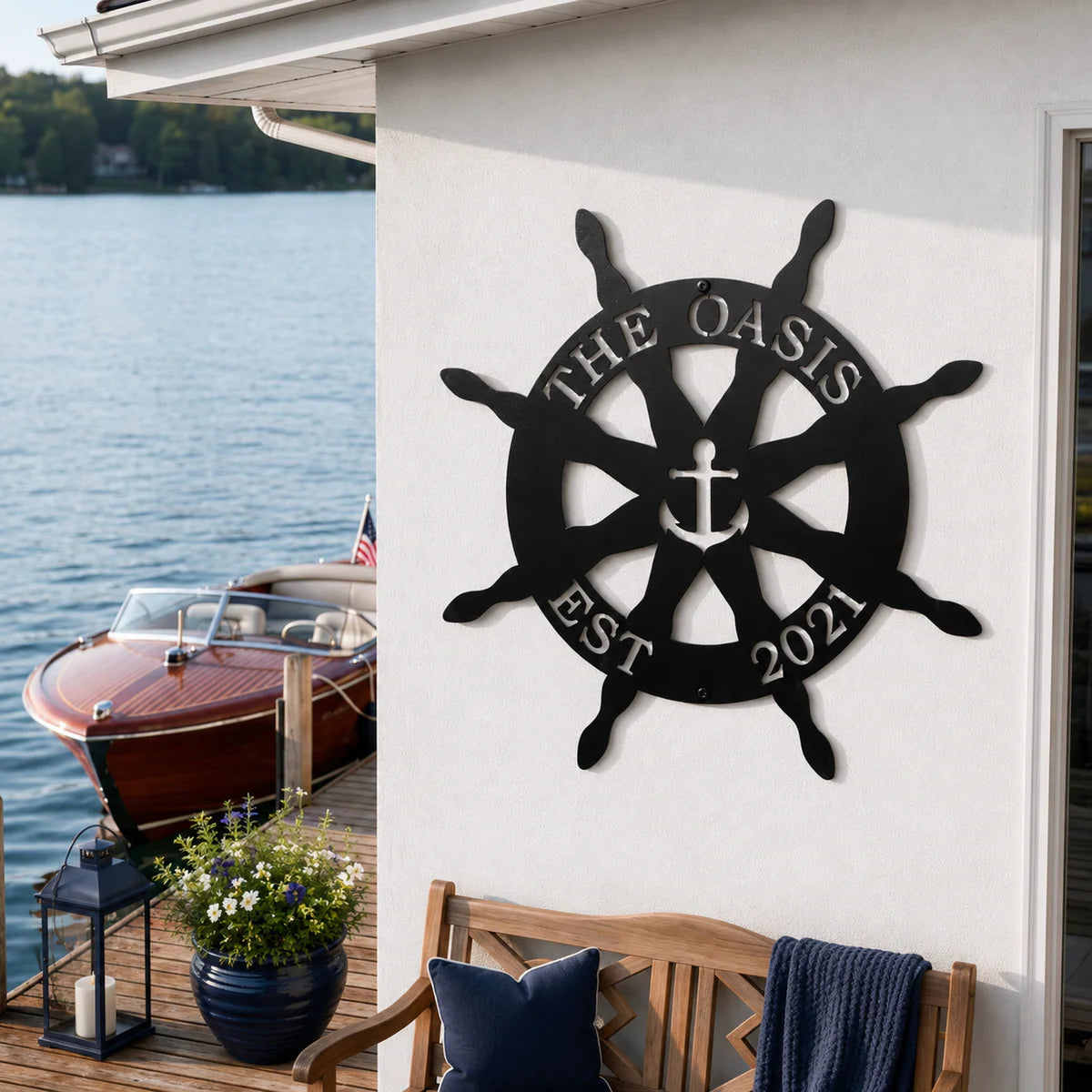 Personalized Metal Anchor Sign for Nautical Home & Outdoor Decor
