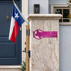 Personalized Texas address plaque metal sign with house numbers and modern outdoor entryway décor