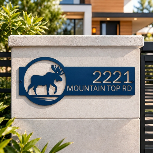 Custom Moose Address Metal Sign – Cabin & Outdoor Decor