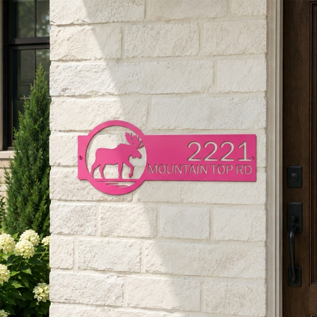 Letrero metálico personalizado de alce para cabaña rústica y decoración exterior