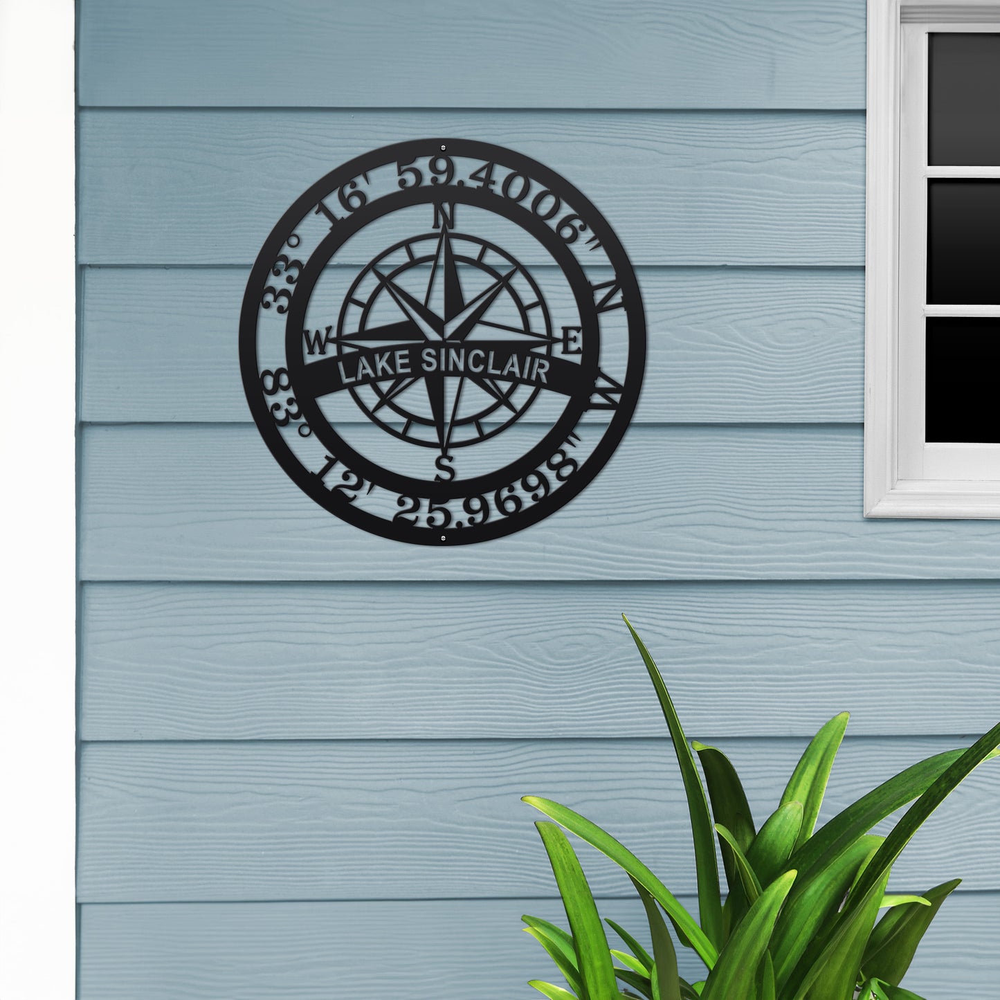 Personalized Name & GPS Coordinates Compass Sign