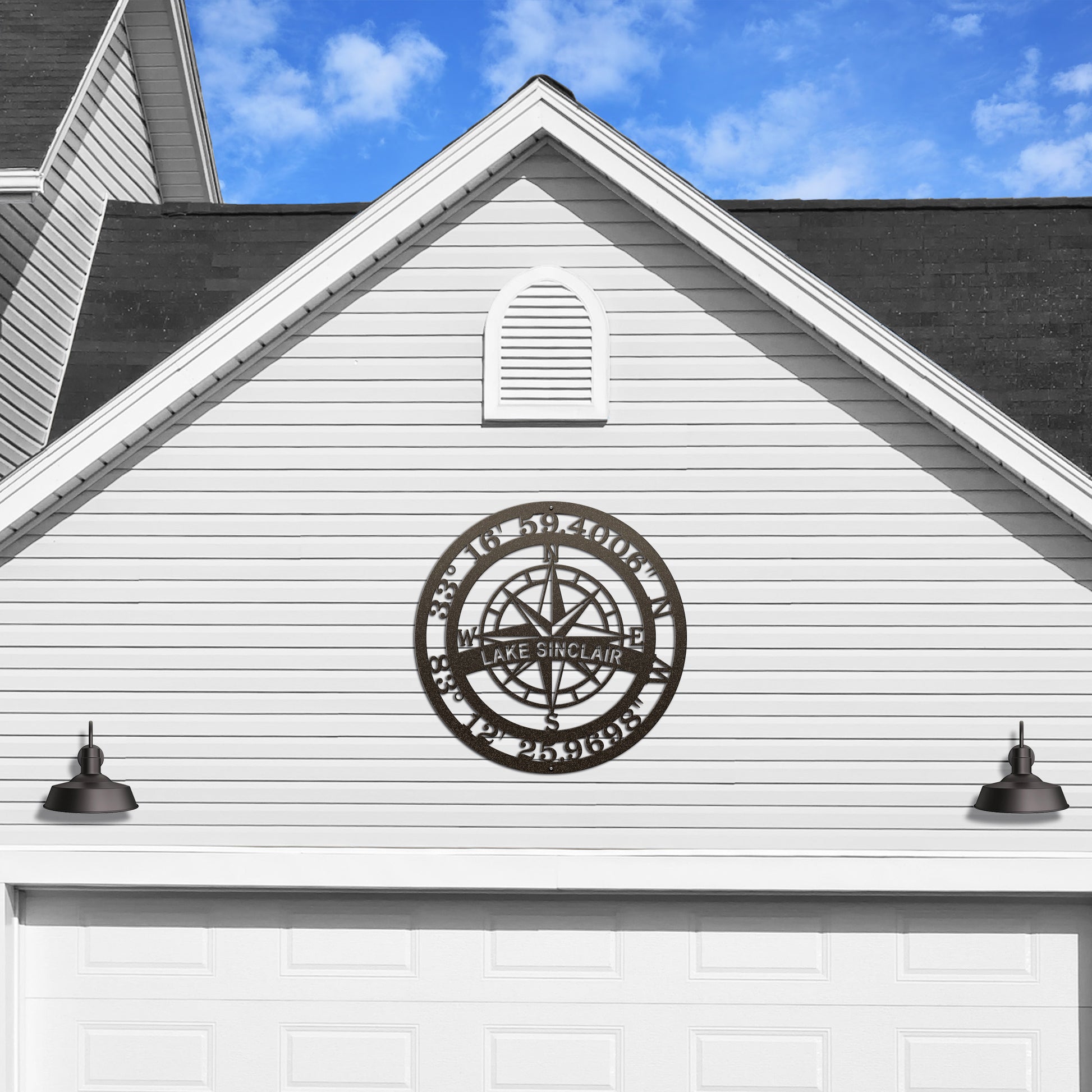 Personalized Name & GPS Coordinates Compass Sign - Personalized Nautical Wall Art, Family Name & Date - Indoor Outdoor Metal Decor, Housewarming or Wedding Gift for Couples Compass Sign House Sensations Art