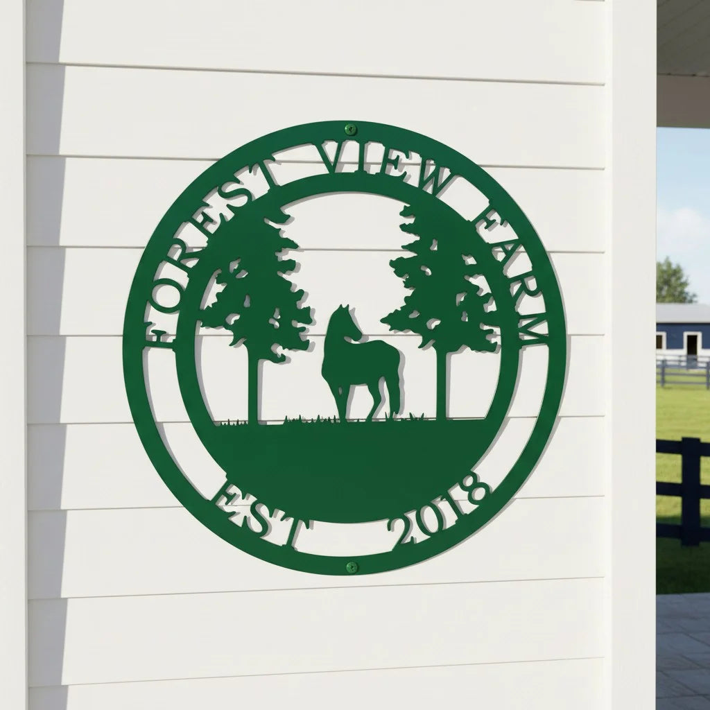 Custom Horse Tree Sign — Personalized Metal Wall Art Decor