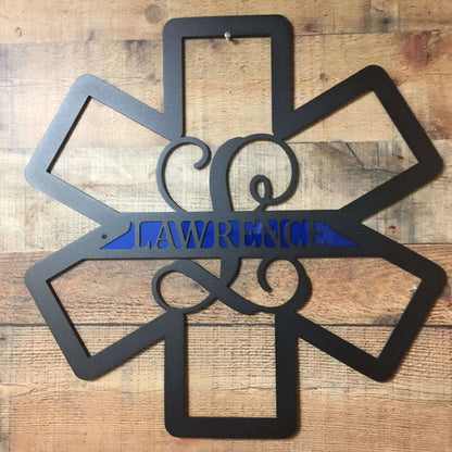 EMS Paramedic Star of Life Door Wreath Americana Sign House Sensations Art