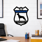 K9 Thunder K9 memorial metal wall art displayed in modern office space