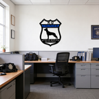 K9 Thunder custom dog memorial metal sign displayed in police office