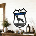 K9 Thunder memorial metal wall sign displayed in cozy farmhouse decor