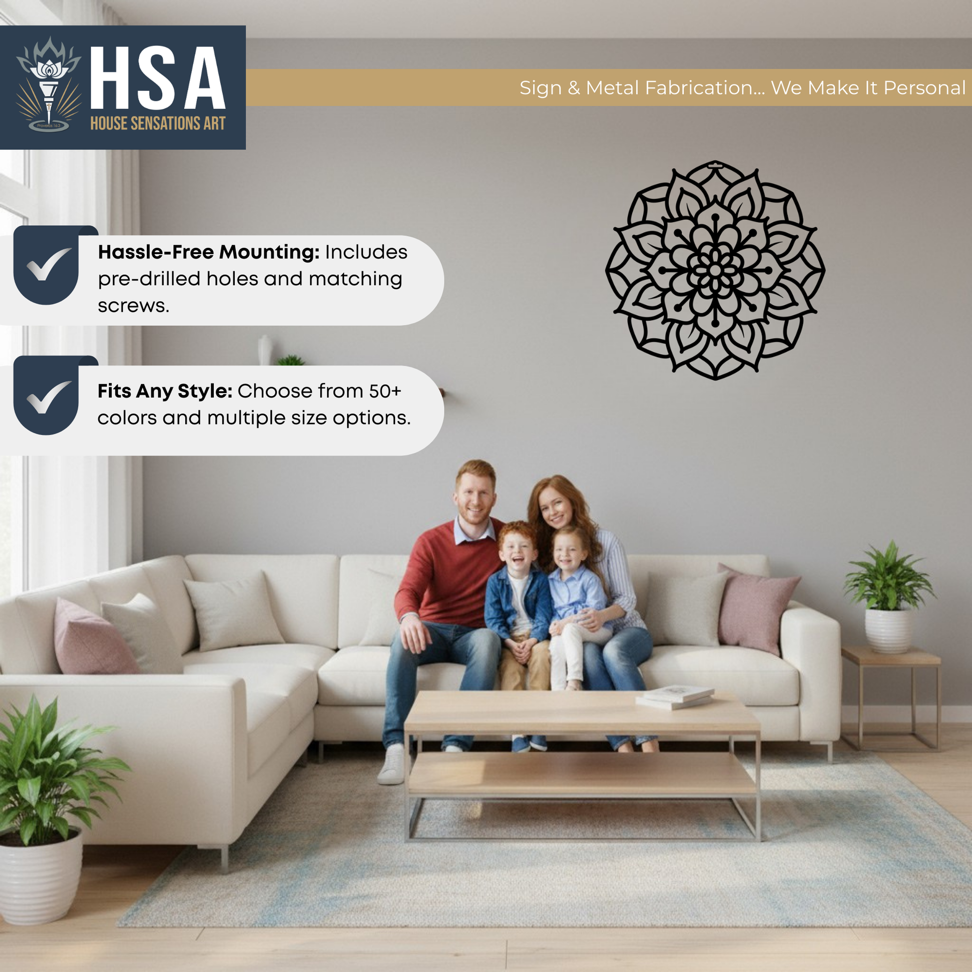 Lotus Mandala Metal Door Wreath: Custom Front Door Decor-dining-area2-center-piece-sign-house-sensations-art.jpg