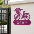 Letrero de dirección de bicicleta personalizado: números de casa metálicos personalizados