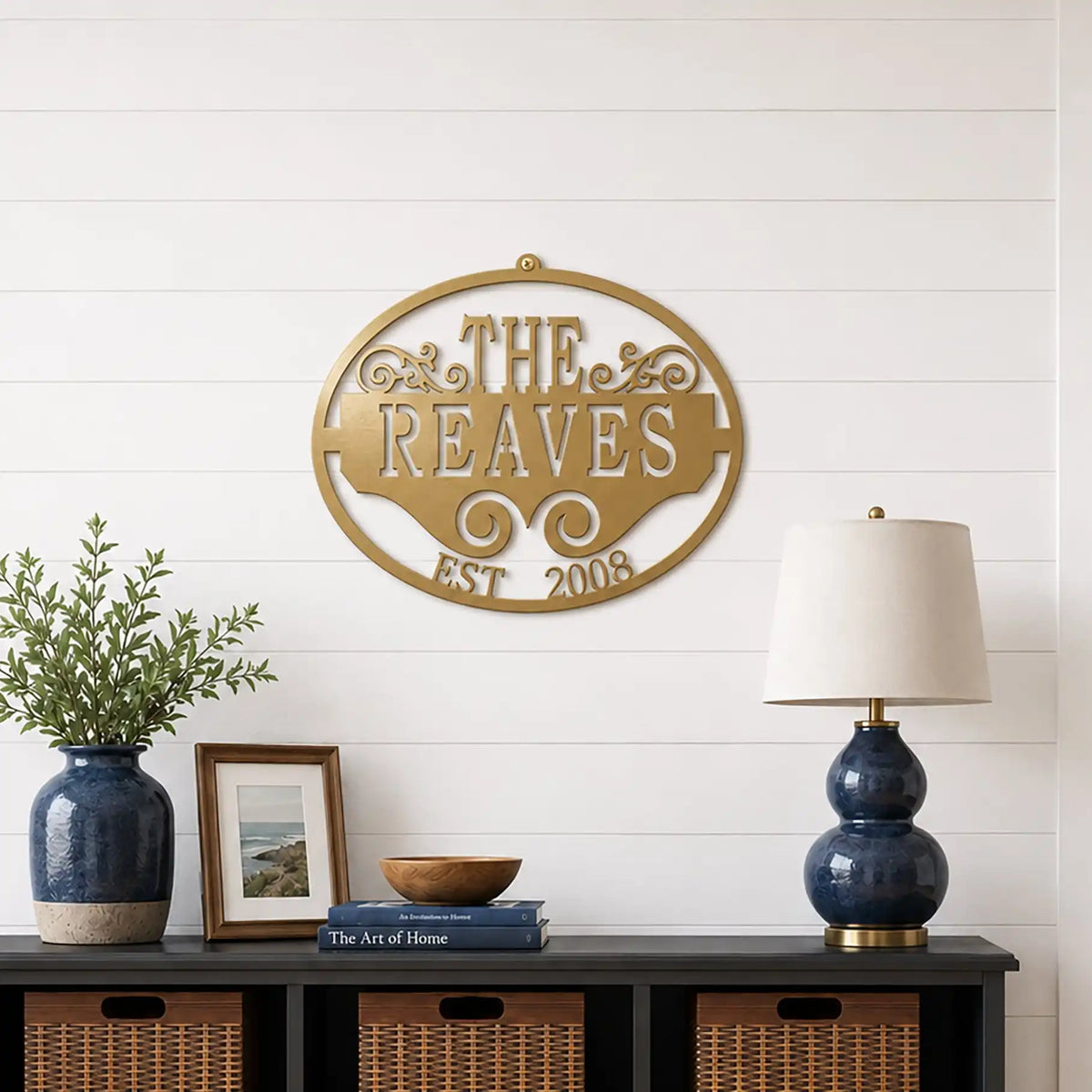 Personalized Oval Family Monogram Sign - Custom Metal Name Sign