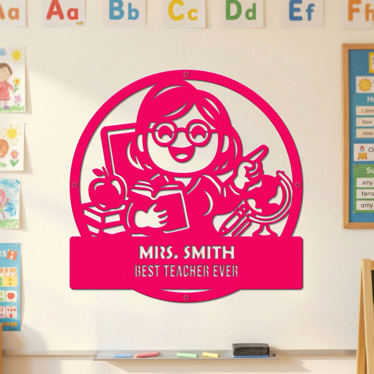 Personalized Teacher Metal Name Sign for Classroom Decor Gift for Educators