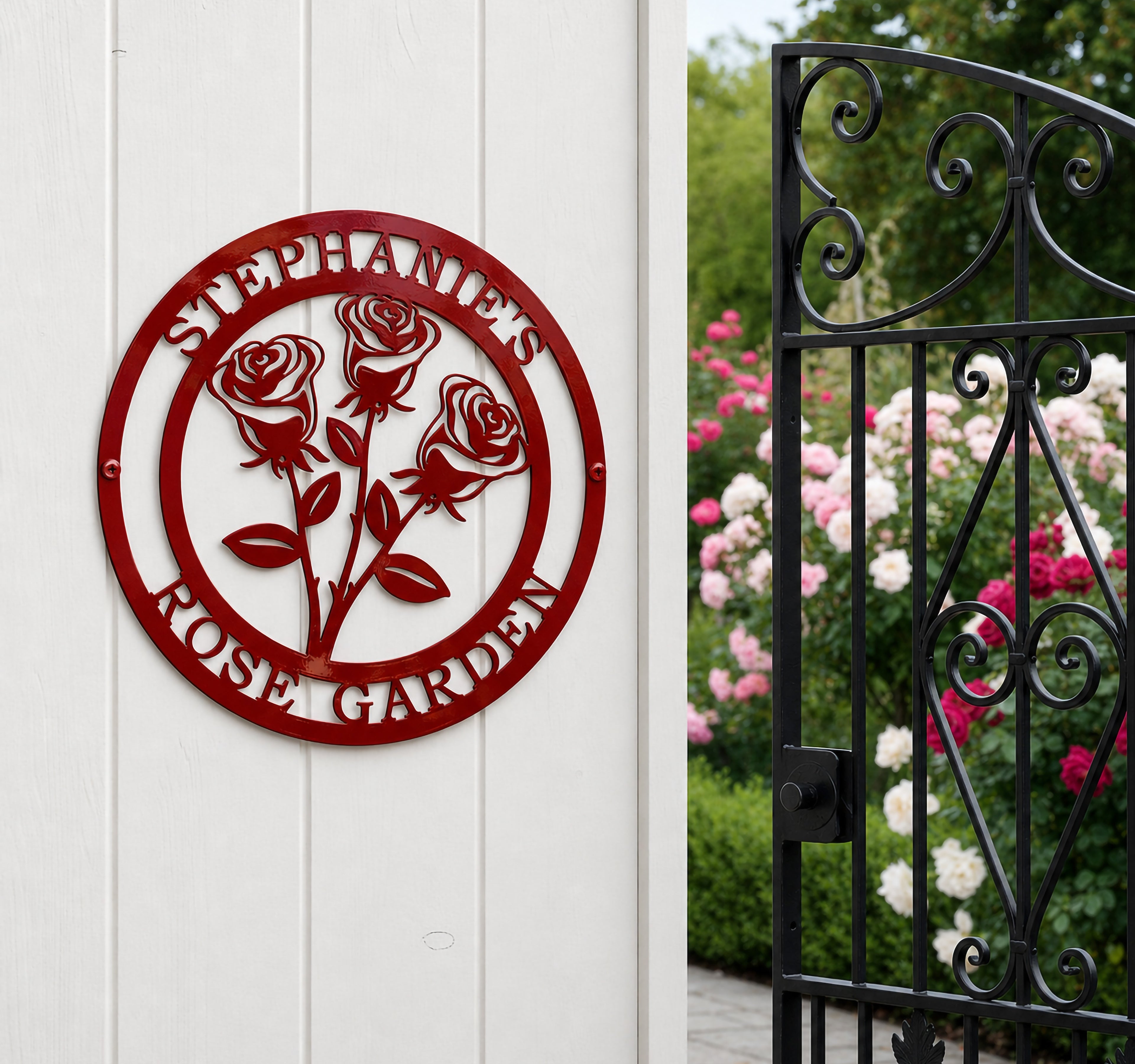 Rose Garden Custom Metal Sign, Personalized Garden Decor