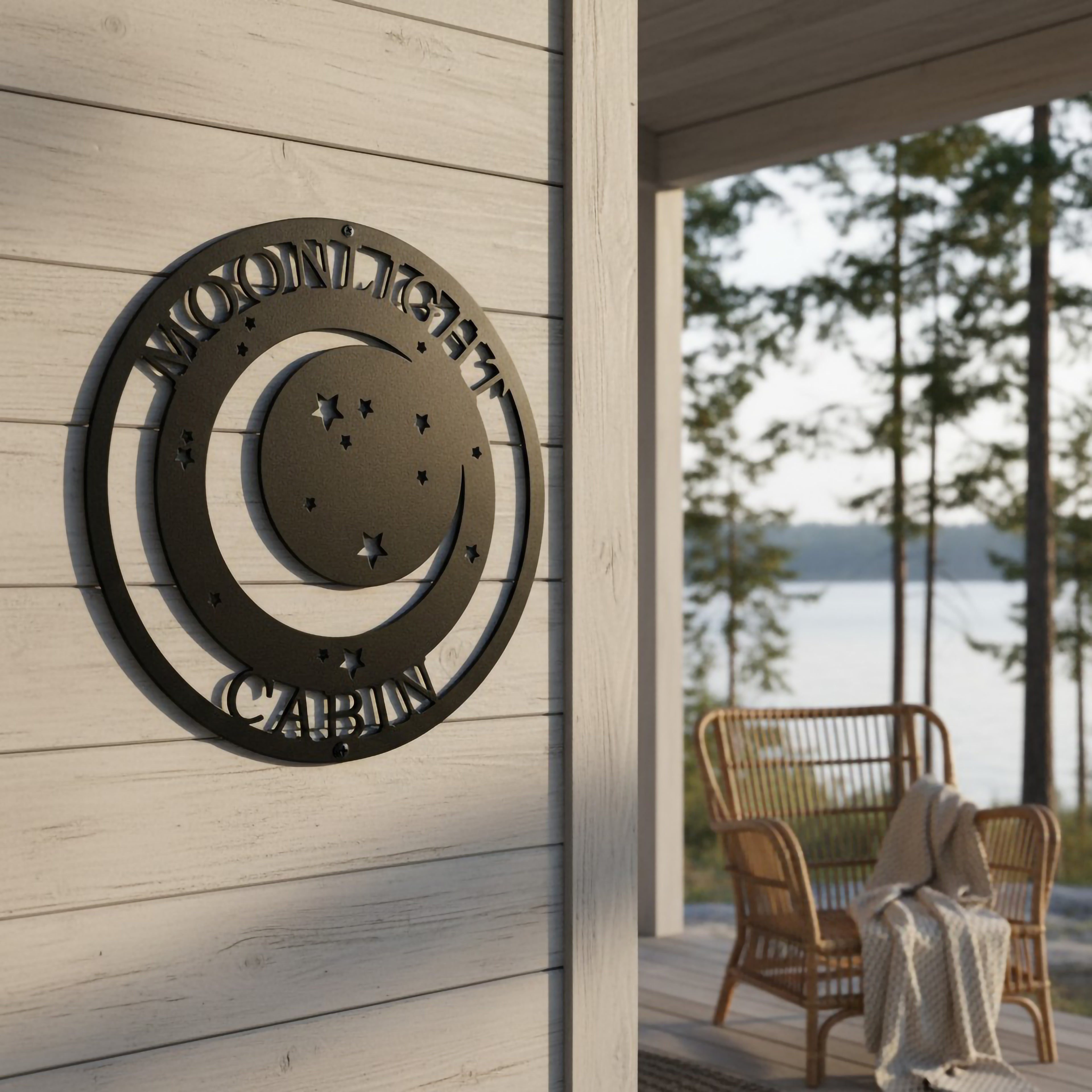 Personalized Moon & Stars Metal Wall Decor – Custom Family Name Starry Night Design – HouseSensationsArt – TTS