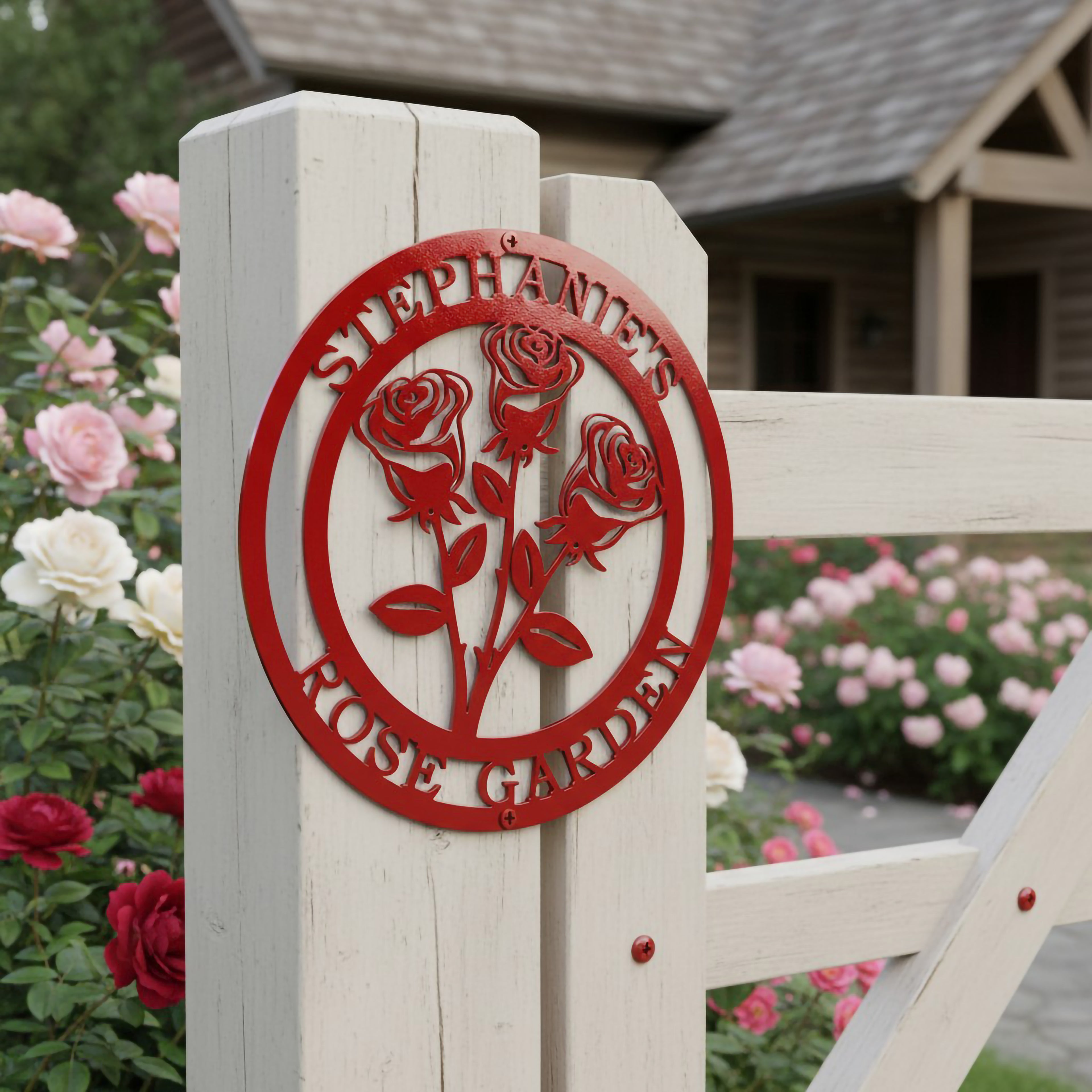 Rose Garden Custom Metal Sign, Personalized Garden Decor