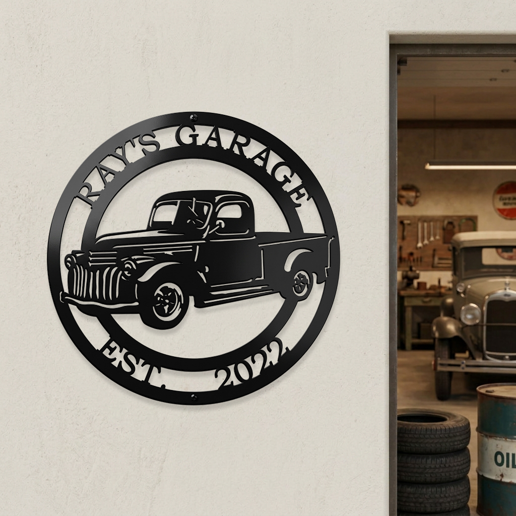 Custom Chevy Metal Signs – Vintage Truck Garage Wall Decor