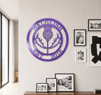Letrero con el apellido Scottish Thistle: Arte mural metálico con monograma personalizado