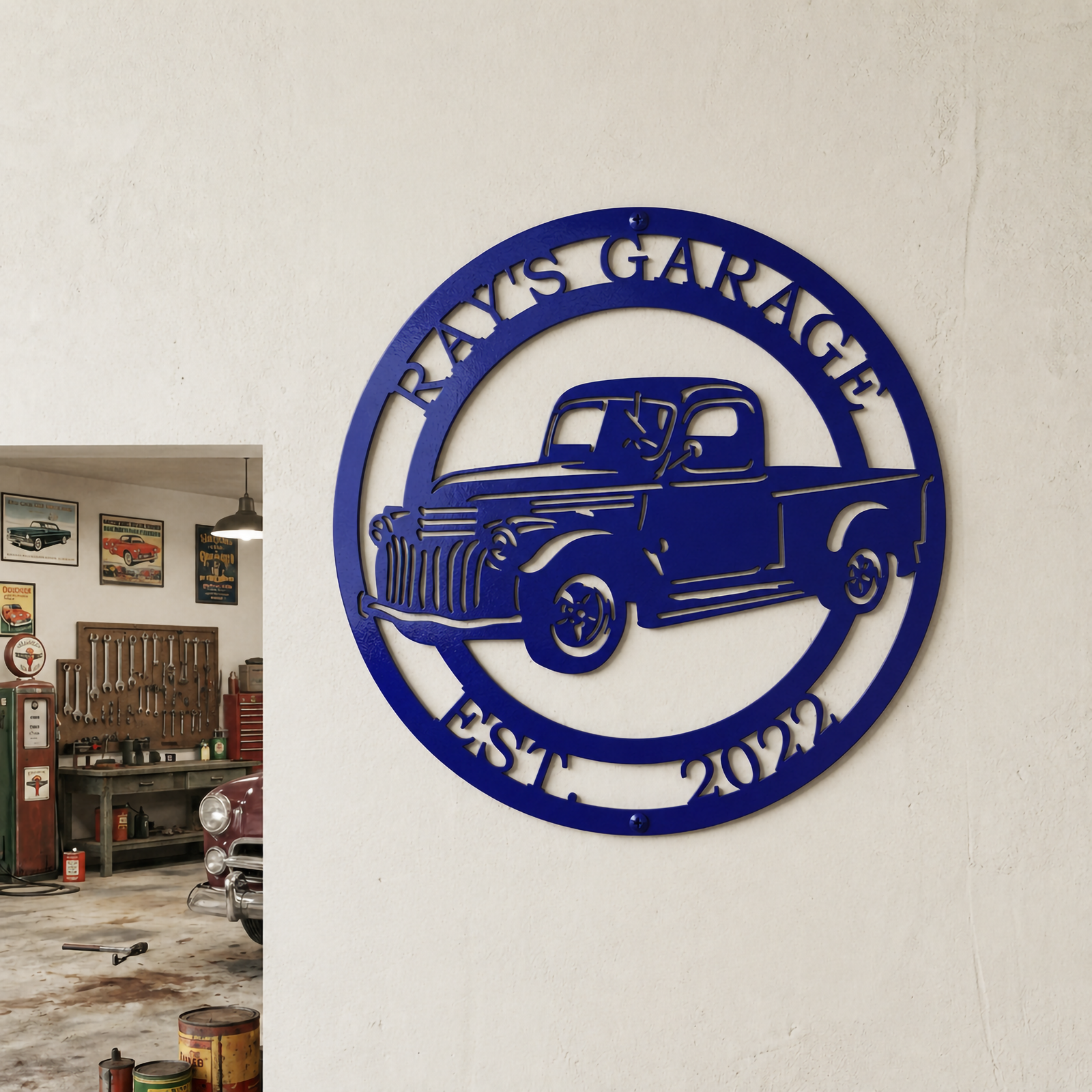 Custom Chevy Metal Signs – Vintage Truck Garage Wall Decor