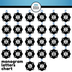 Firefighter Maltese cross monogram chart with HSA logo, displaying custom letter options for personalized metal signs and fire department décor.