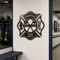 Letrero personalizado con la cruz de Malta – Arte y decoración de pared para bomberos