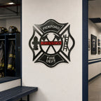 Letrero personalizado con la cruz de Malta – Arte y decoración de pared para bomberos
