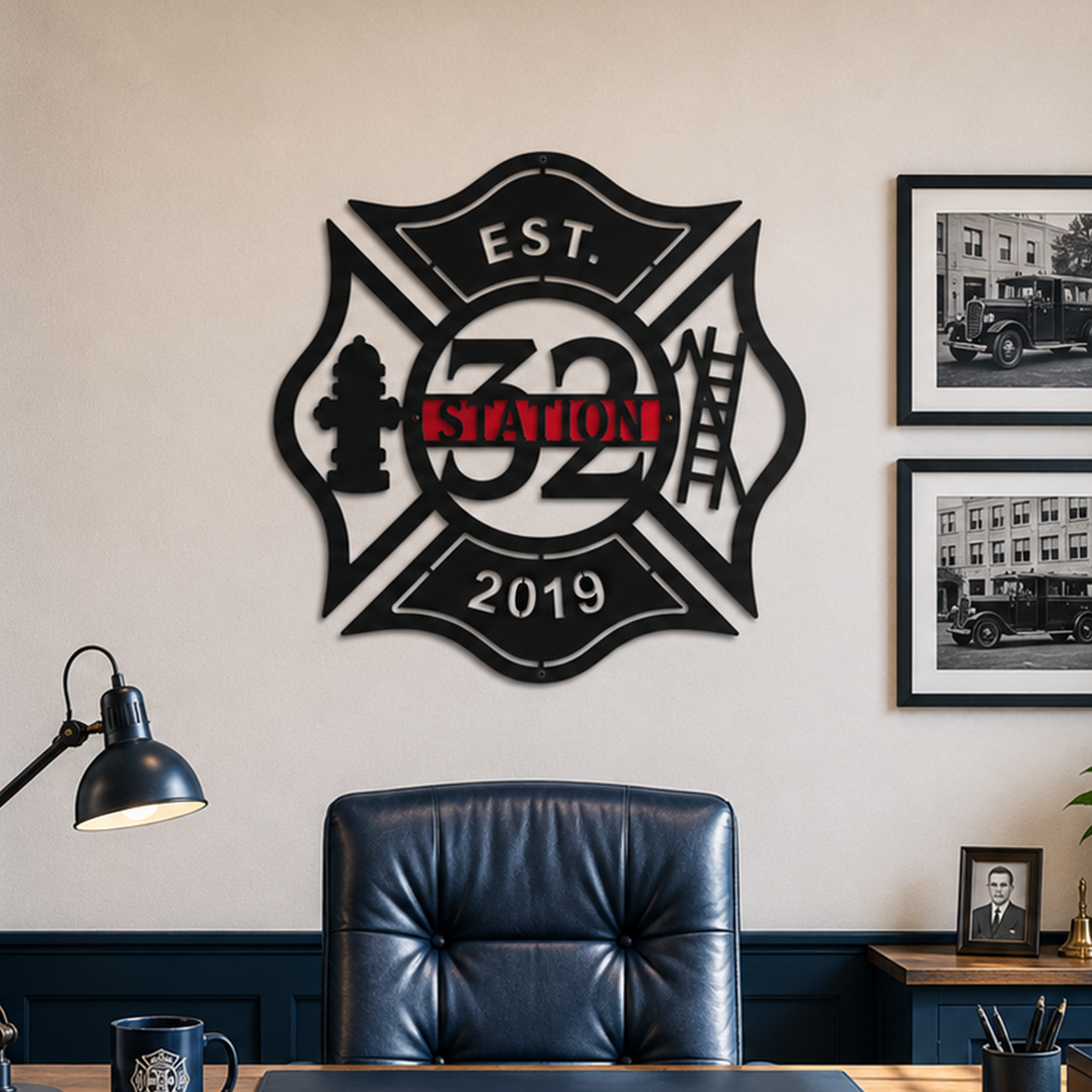 Custom Fire Station Sign – Personalized Metal Wall Decor
