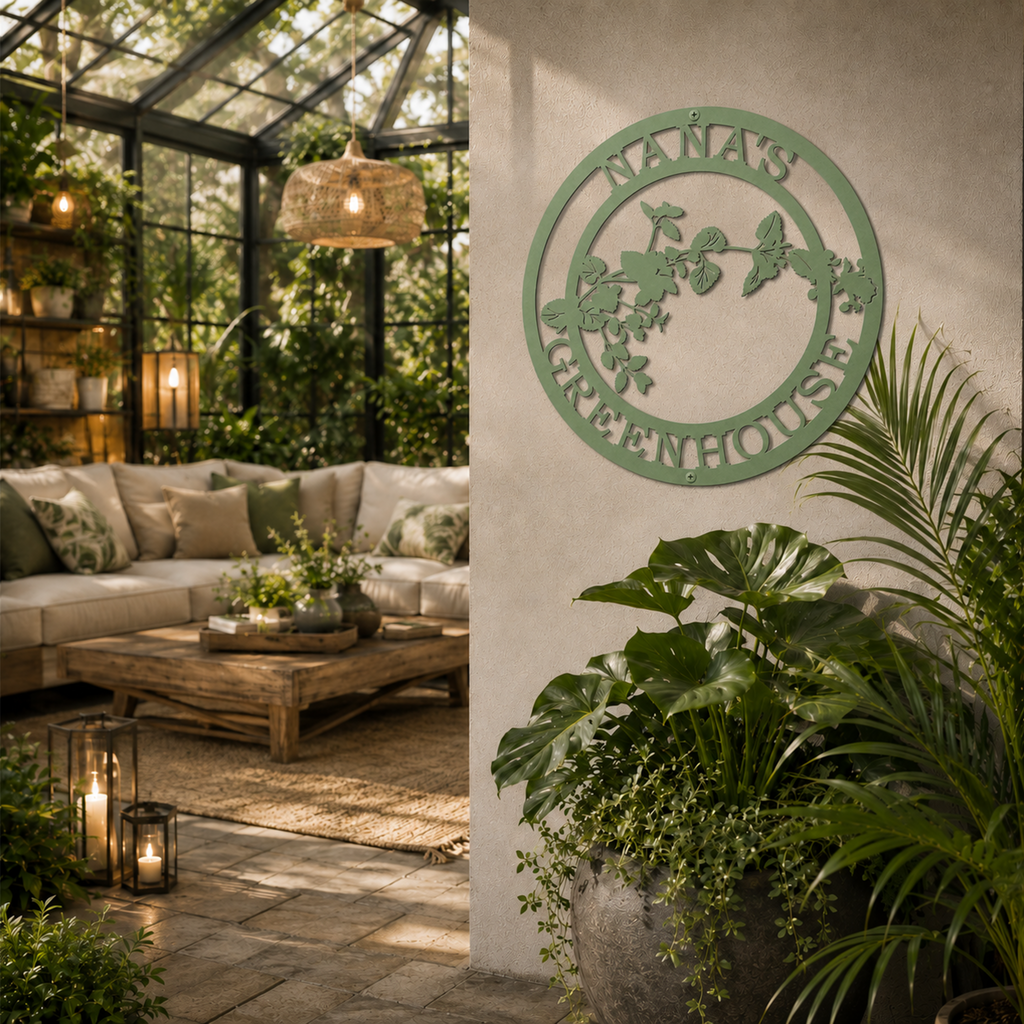 Personalized Herb Garden Metal Wall Decor – Custom Greenhouse & Outdoor Sign – HouseSensationsArt – TTS