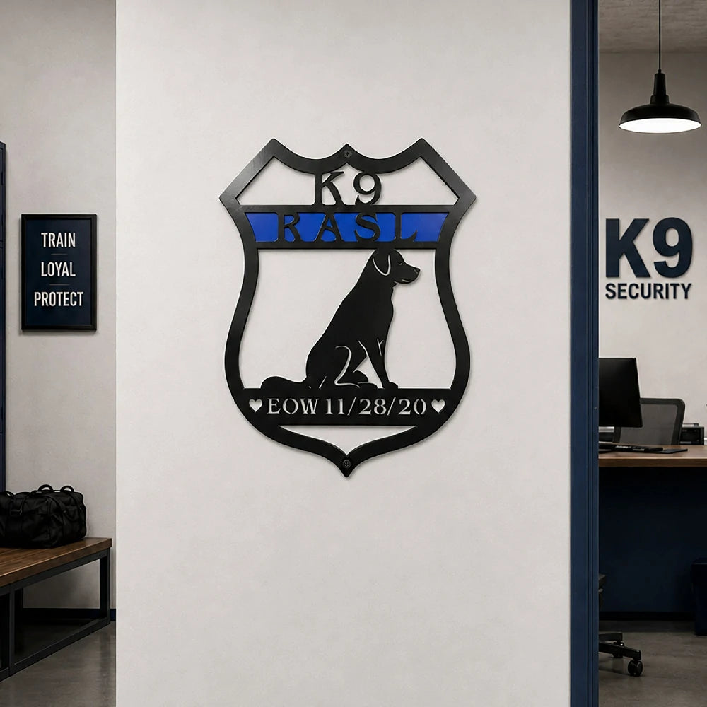 Personalized K9 Police Badge Sign — Custom Law Enforcement Metal Wall Art