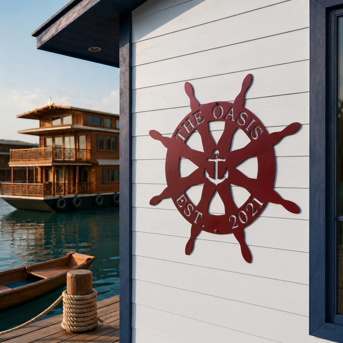 Personalized Metal Anchor Sign for Nautical Home & Outdoor Decor