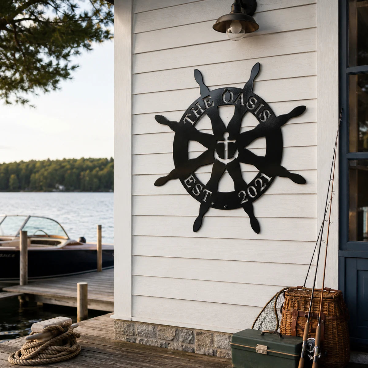 Personalized Metal Anchor Sign for Nautical Home & Outdoor Decor