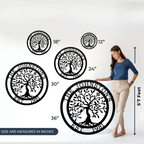 Letrero de familia establecido "Olivo de la Vida" - Letrero personalizado con nombre de familia - Arte mural metálico con monograma - Letrero de apellido personalizado - Regalo de boda - Letrero metálico para decoración del hogar y exteriores