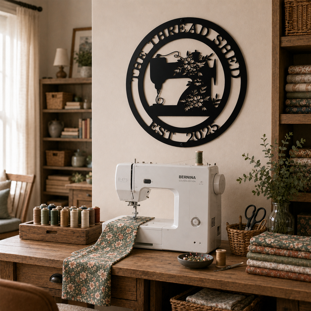 Personalized Sewing Machine Metal Wall Decor – Custom Craft Room & Quilting Studio Sign – HouseSensationsArt – TTS