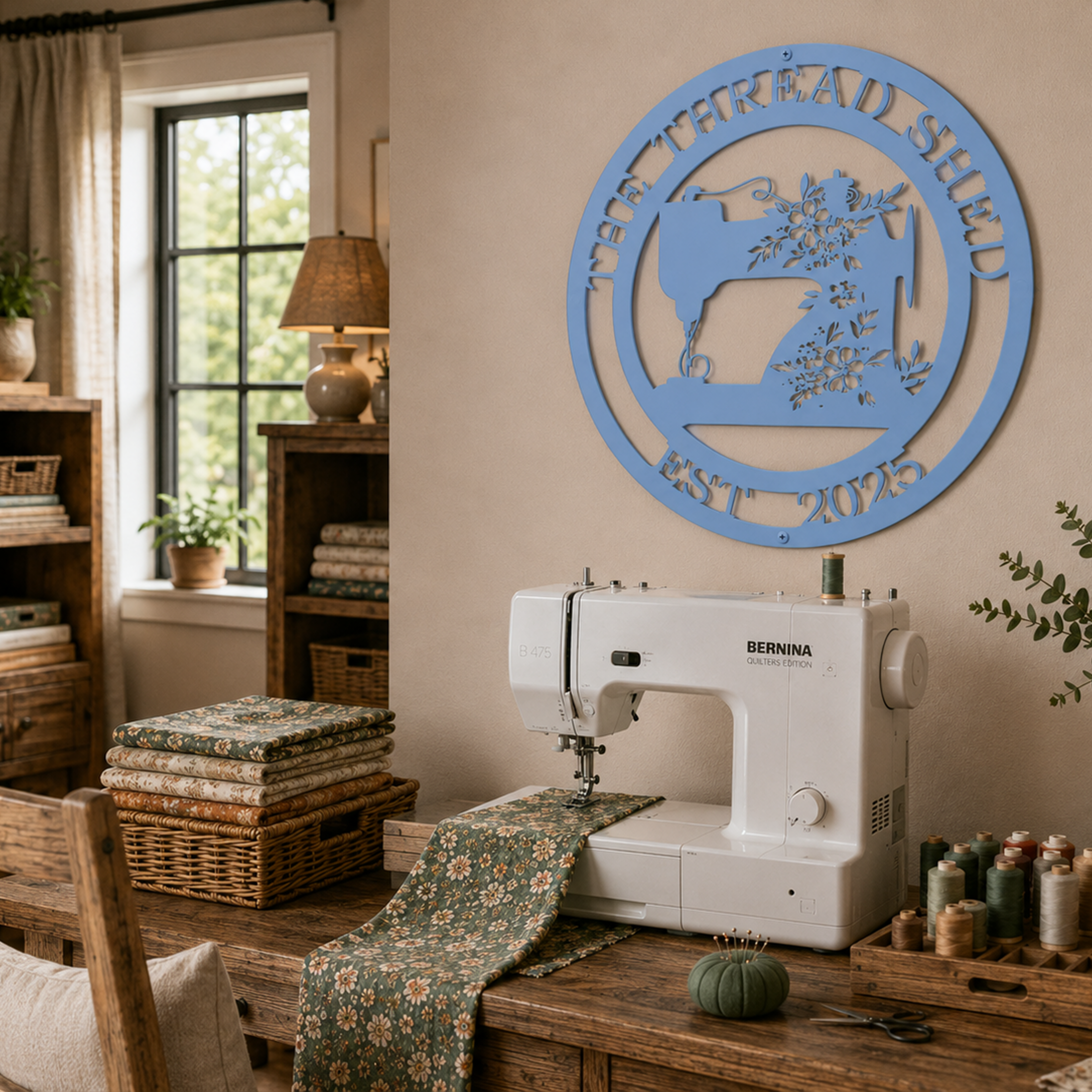 Personalized Sewing Machine Metal Wall Decor – Custom Craft Room & Quilting Studio Sign – HouseSensationsArt – TTS