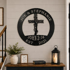 Custom Tree of Life Cross Sign, Personalized Metal Art
