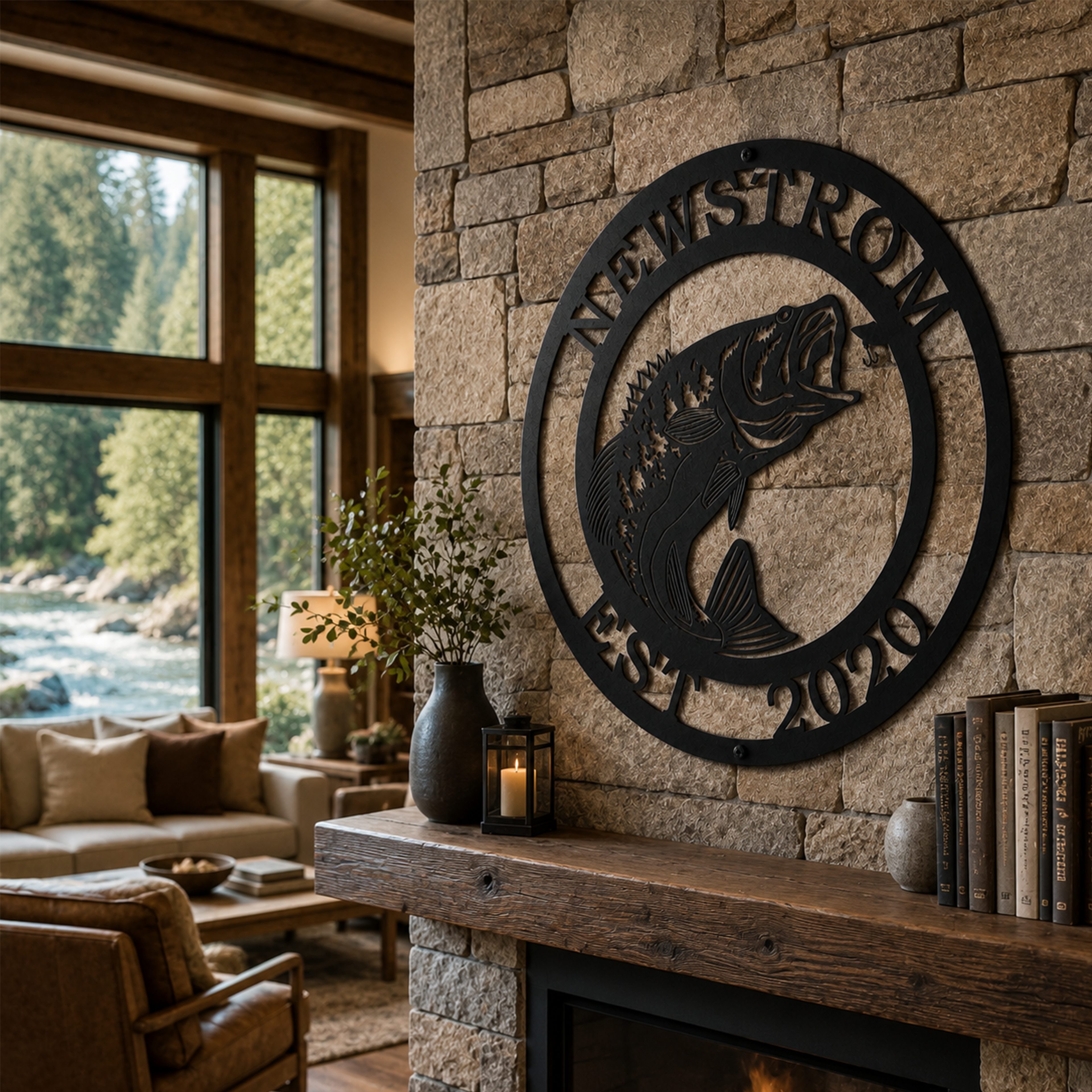 Personalized Walleye Fish Metal Wall Decor – Custom Lake House & Boat Cabin Sign