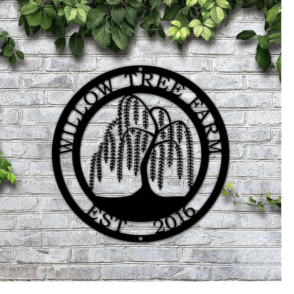 Personalized Weeping Willow Tree Wall Art with Family Name & Established Date