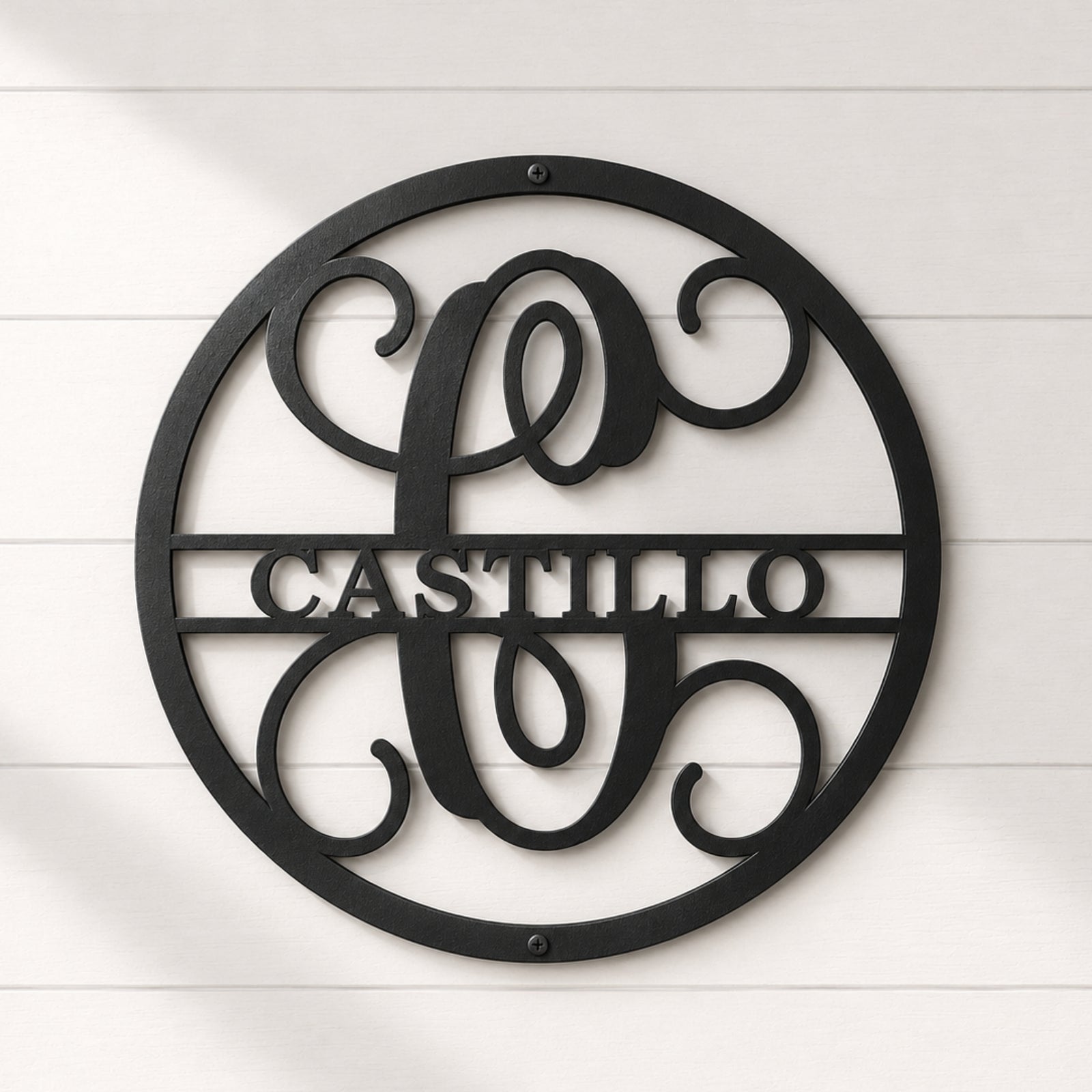 Letrero con monograma personalizado de apellido – Decoración de pared personalizada