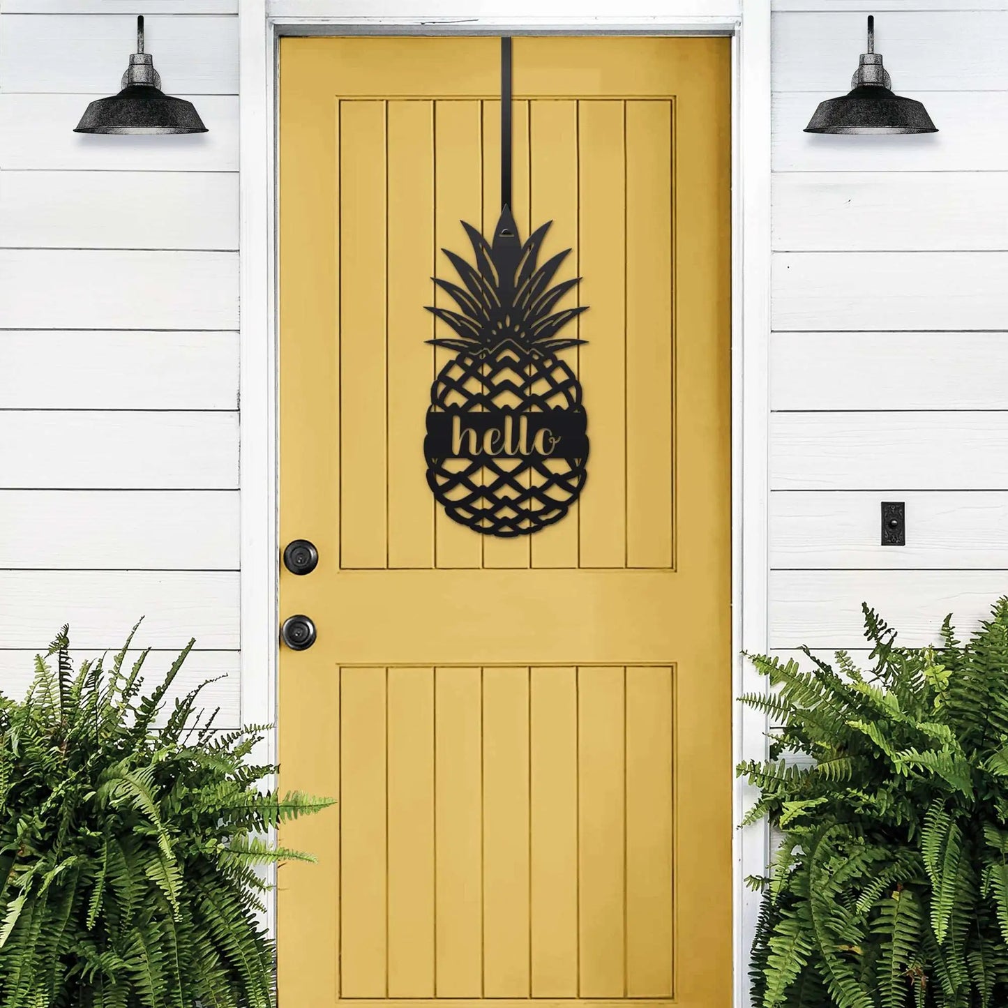 Hello Pineapple Front Door Sign Nautical Decor House Sensations Art