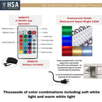 RGB LED lighting upgrade guide with remote control waterproof commercial grade LED modules and color changing options for custom illuminated signs
