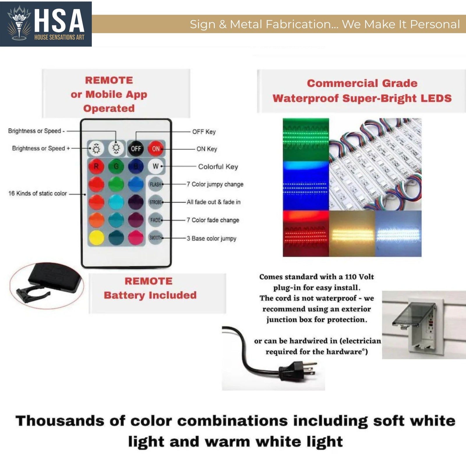 RGB LED lighting upgrade guide with remote control waterproof commercial grade LED modules and color changing options for custom illuminated signs