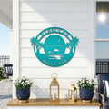 Rebecca Belle Vue turquoise tropical metal wall decor for beach home entryway porch
