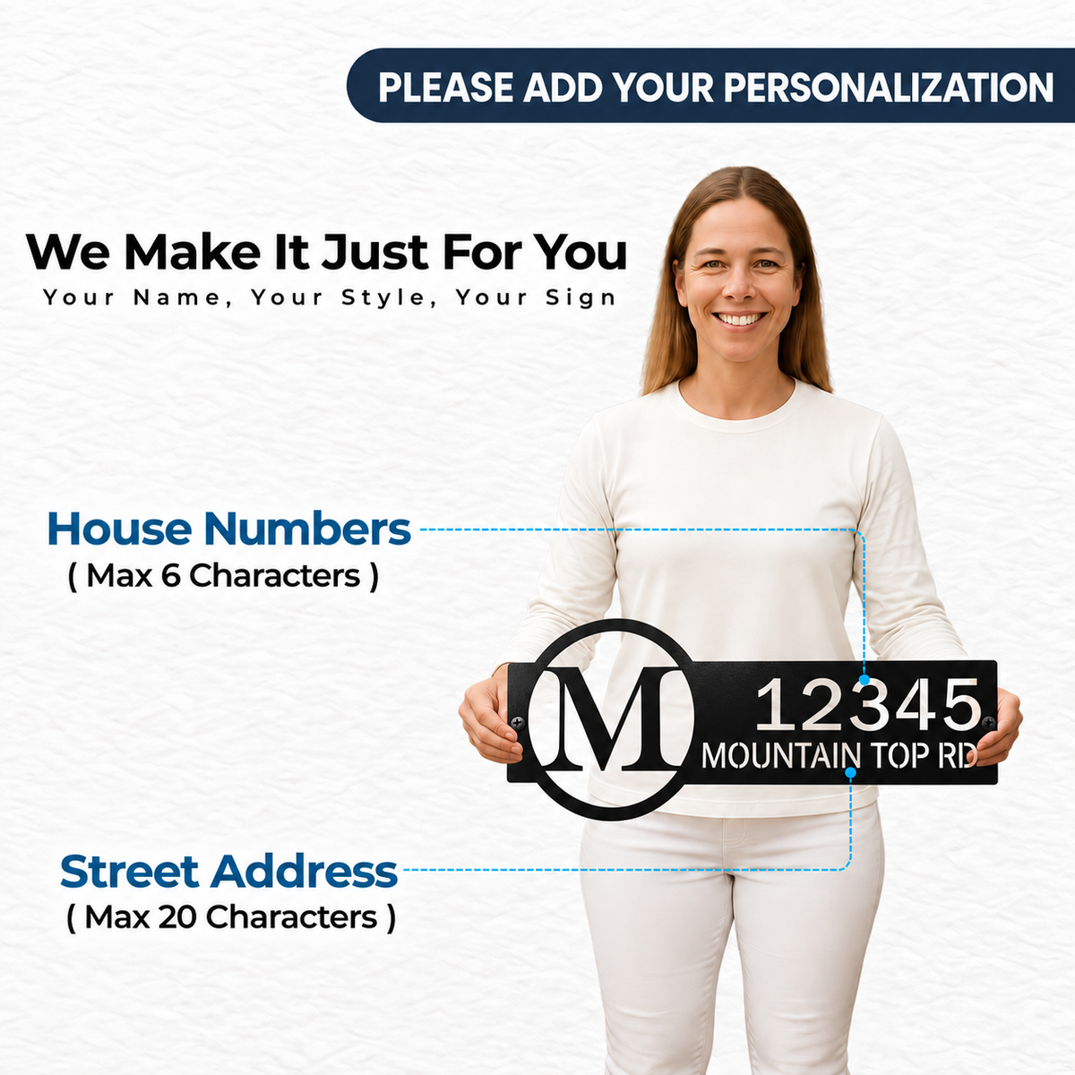 Round Metal House Number Sign, Personalized Monogram Design